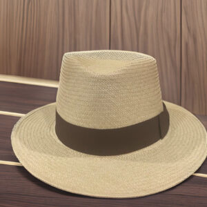Sombrero Panamá Hat – Natural – Ala Corta – Copa Gota de Agua – Cinta Marron - Imagen 1